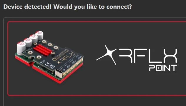 Dynamesys Workbench detecting a connected RFLX Point controller